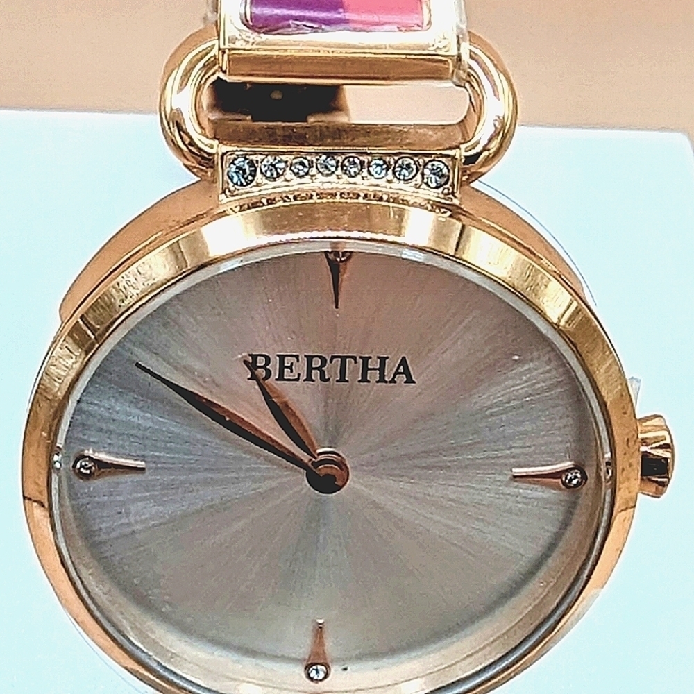 Bertha Bracelet Watch Quartz  Crystal Gold Pink Watches For Women - Picture 12 of 14
